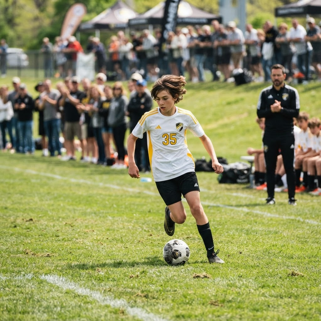 Adam Bouzid en action, portant le maillot numéro 35 lors d'un match